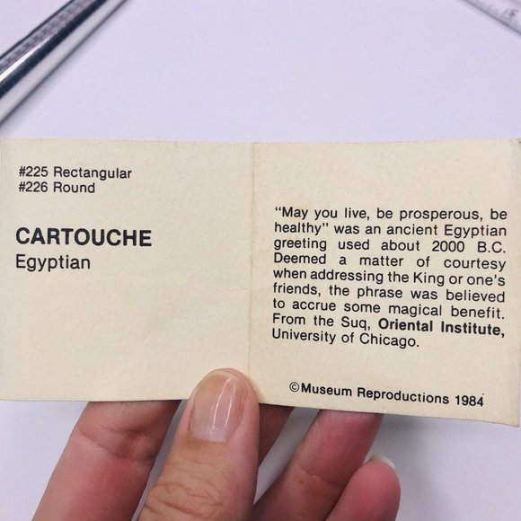 Museum Repro Egyptian Cartouche Sterling Charm 1/20 14k GF Gold Necklace - Picture 8 of 9